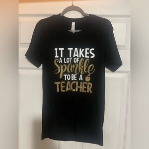 Teacher Bella Canvas Black Tee with White Print